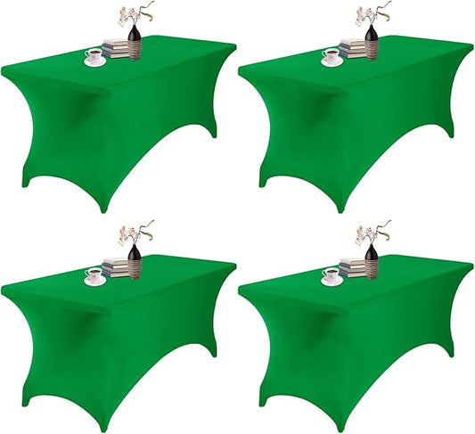 4Pack Spandex Waterproof Table Covers 6ft，Spandex 6ft Waterproof Table Cover for Party,Wedding, Banquet, and Events(Emerald)