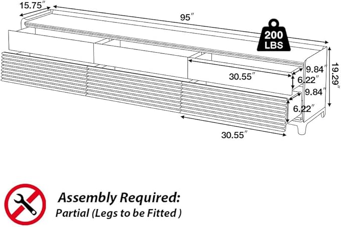 POVISON Fully-Assembled Mid Century Modern TV Stand with Legs, Wood Media Console with Adjustable LED Light for 85-inch TVs, Entertainment Center with Storage for Living Room