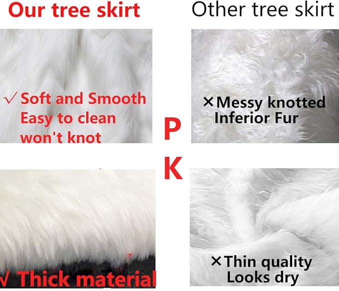 AISENO 48 Inch Christmas Tree Plush Skirt Decoration for Merry Christmas Party Faux Fur Christmas Tree Skirt Decorations