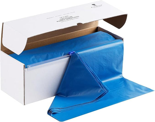 Goodluck 54 Inch X 300 Feet Plastic Table Cloths with Cutter Box, Blue Disposable Table Cover Roll, Plastic Tablecloth for Party, Banquet, Wedding, Birthday, Anniversary