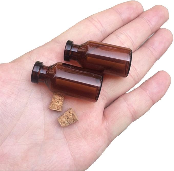 18x40x7mm 5ml Mini Brown Glass Jars with Cork Empty Tiny Glass Jars Gift 5ml Glass Bottles Vials 12units (12, 5ML)