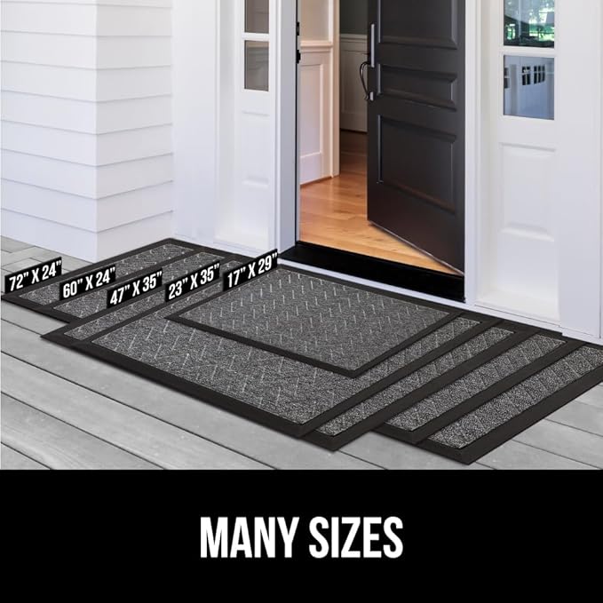 GORILLA GRIP 100% Waterproof All-Season WeatherMax Doormat, US Designed Natural Rubber, Stain and Fade Resistant, Low Profile Indoor Outdoor Door Mats, Easy Clean Patio Mat, 17x29, Home Sweet Home
