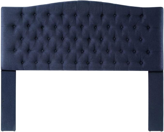 24KF Upholstered Tufted Button Linen Fabric Headboard,Comfortable Fashional Headboard Queen/Full Size,Navy Blue