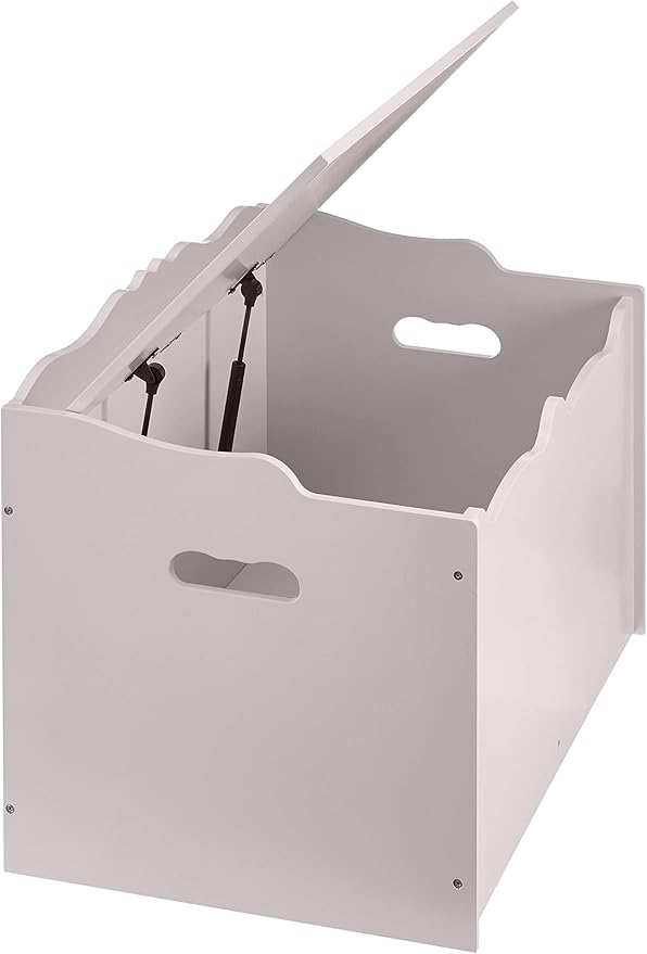 Amazon Basics Kids Toy Box, Wooden Organizer Storage Chest, Gray, 30" x 18" x 19"