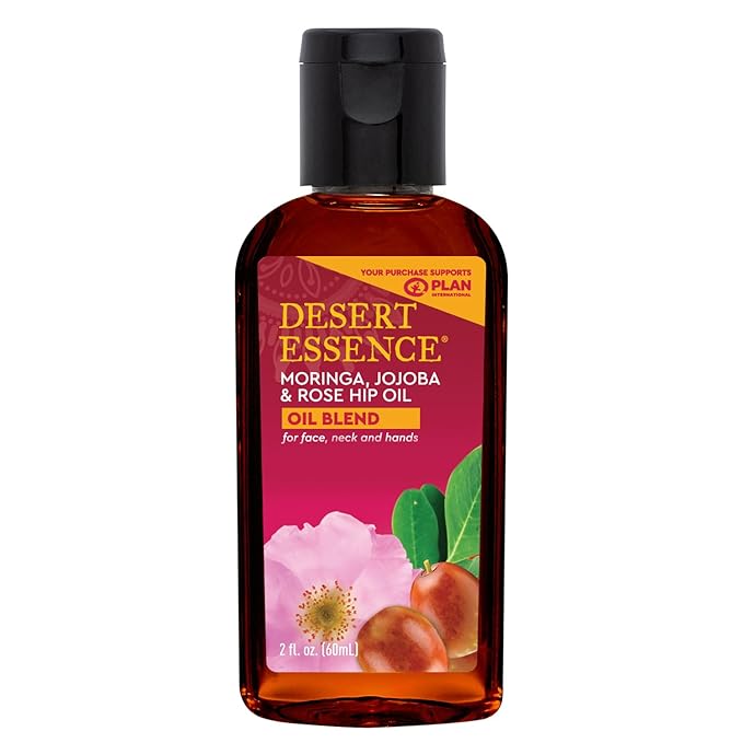 Desert Essence Moringa, Jojoba & Rose Hip Oil Refreshing & Rejuvenating Skin Restoration - Nutrient-Rich Vitamin Blend For Face, Neck, Body & Hands - Vegan, Non-GMO, Gluten-Free, Cruelty-Free - 2oz