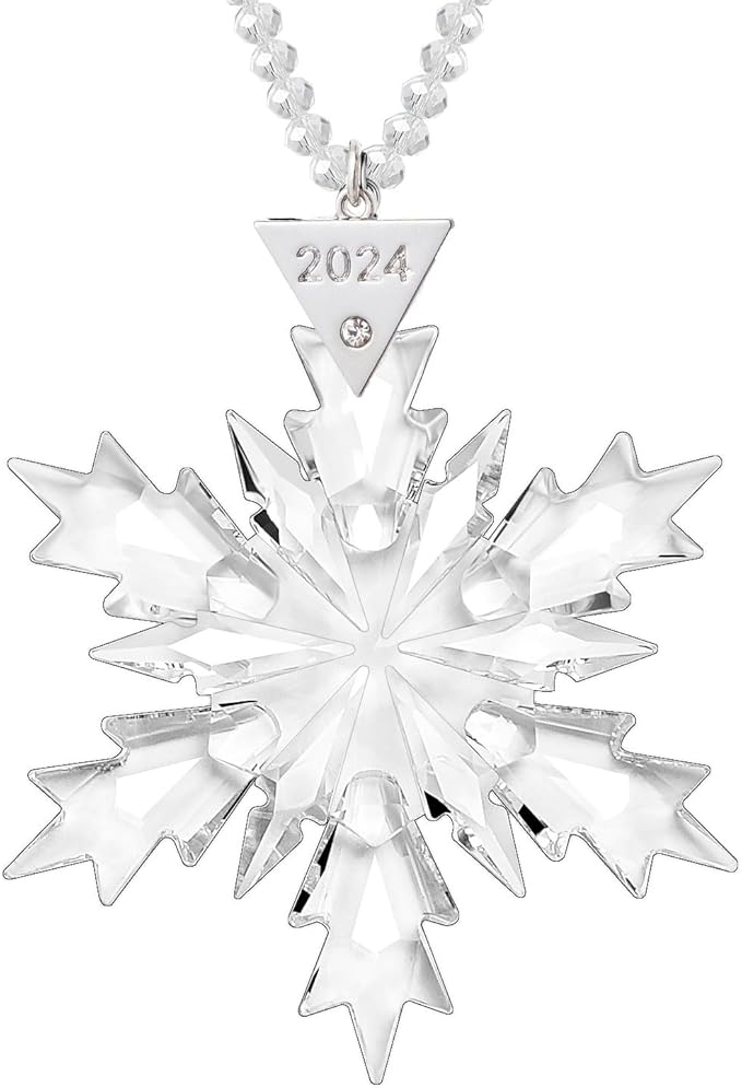 2024 Annual Christmas Ornaments Crystal Snowflake Star - Christmas Tree Ornaments Pendant Crystal Sun Catcher Home Hanging Decor (2024 New White)