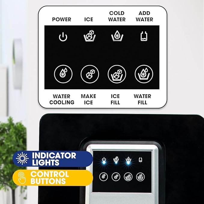 2 in 1 Bottom Load Water Cooler Dispenser with Ice Maker for 3 Gallon Bottle 17lbs Daily Capacity (NO HOT Water) Black