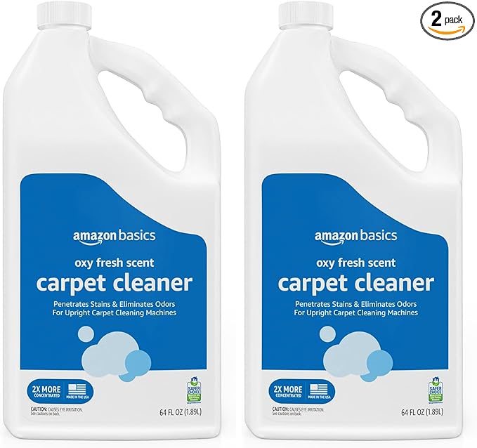 Amazon Basics Oxy Carpet Stain Remover Cleaner, Fresh Scent, 64 fl oz (Pack of 2)