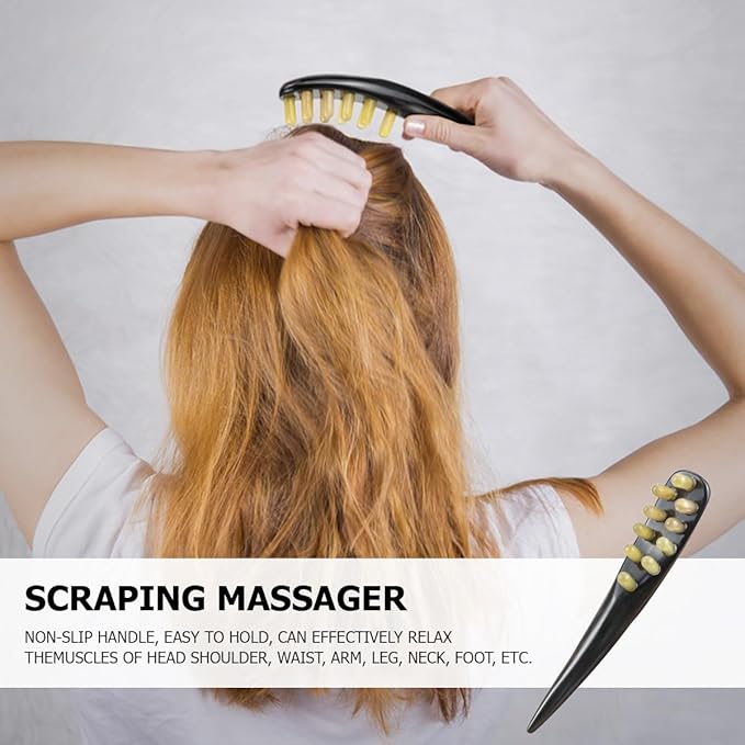 FERCAISH Ox Horn Massage Tool for Back, Neck, Eyes and Face - Meridian Head Scraping Stick for Guasha Therapy and Trigger Point Treatment