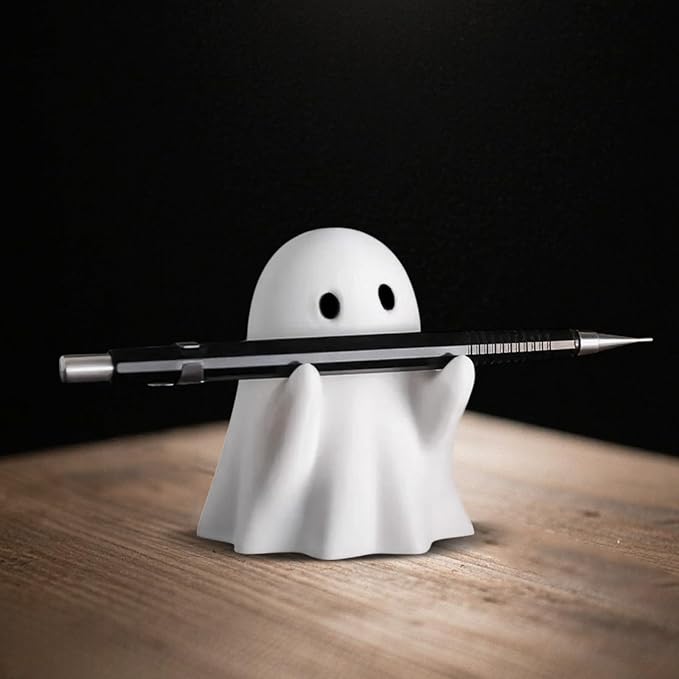 Halloween Ghost Figurine - Spooky Resin Pen Holder Statue, Cute Decor for Halloween Decorations Indoor, Funny Porch and Indoor Spooky Home Decor Gifts