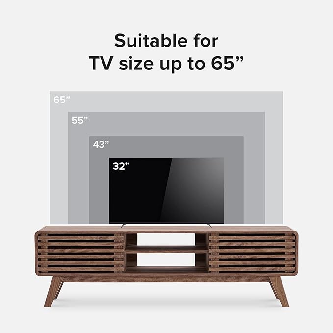 mopio Ensley TV Stand, Mid Century Modern for 55/60/65 inch TV, Farmhouse TV Stand, Entertainment Center with Storage, TV and Media Consol for Living Room (Walnut, 59")