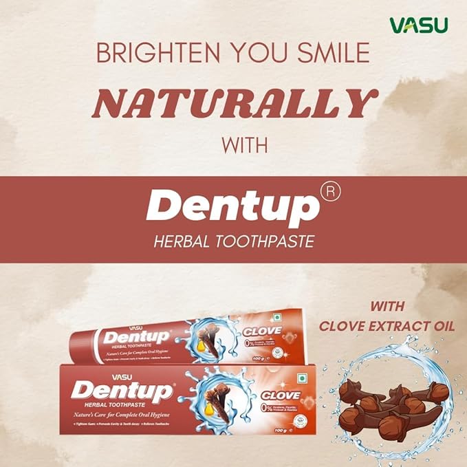 Dentup Herbal Toothpaste with Clove & Basil | Natural Fluoride-Free Ayurvedic Toothpaste for Fresh Breath & Gum Support – 100g Each (Pack of 2)