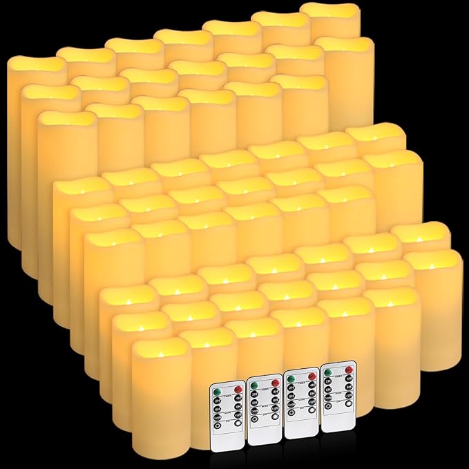 60-Pack LED Flameless Candles with Remote Control - Perfect for Home, Parties, and Special Occasions - Create a Magical Ambiance Effortlessly(Three Sizes)