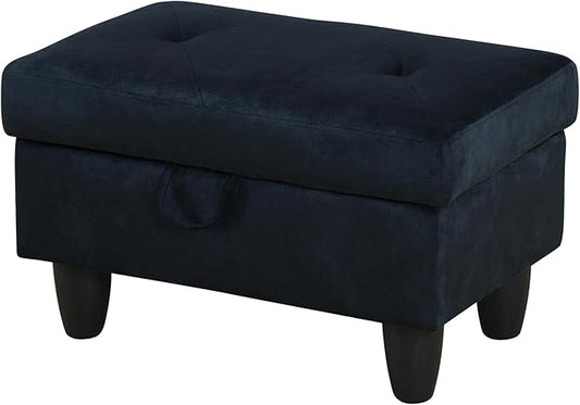 Ottoman Rectangular Storage Ottoman Bench, Flannel Footrest Stool Footstool with Lid for Living Room, Bedroom, Entryway, Brown, 28.5"x19"x17.5"