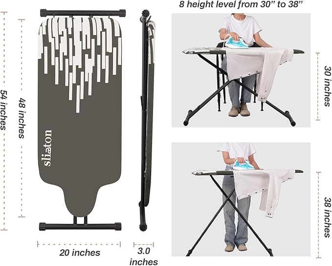 Extra Large Ironing Board with Large Hang Rail in 53" L x 20" W