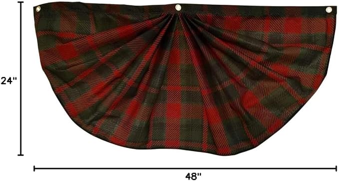 Green And Red Plaid Bunting 48"x24" Pleated Banner with Grommets Briarwood Lane