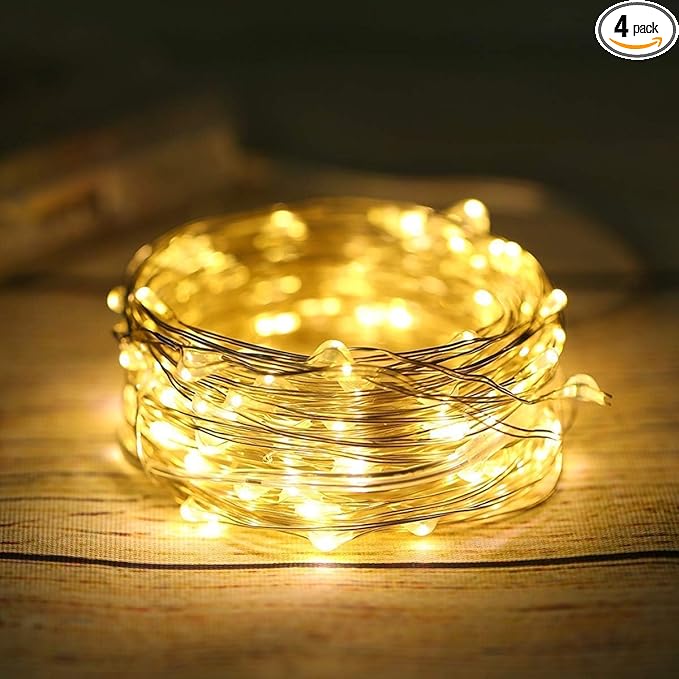 ANJAYLIA Fairy Lights, 4 Pack String Lights Battery Operated 10ft 30 LED Twinkle Lights for Wedding, Bedroom, Party, Christmas, Warm White