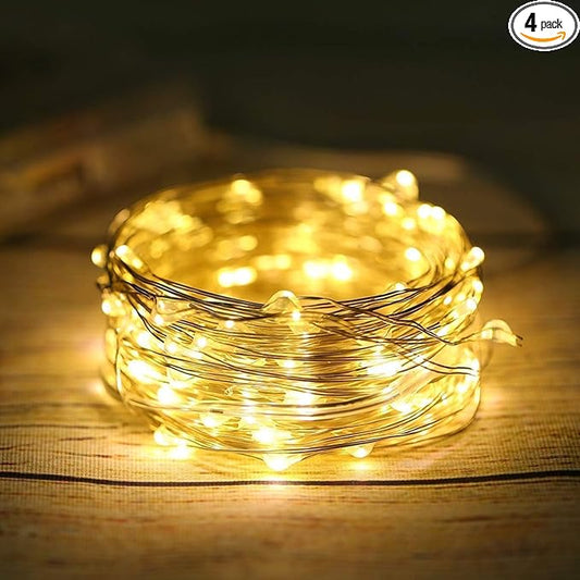 ANJAYLIA Fairy Lights, 4 Pack String Lights Battery Operated 10ft 30 LED Twinkle Lights for Wedding, Bedroom, Party, Christmas, Warm White