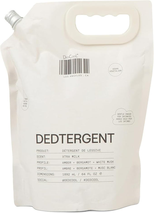 DedCool Liquid Laundry Dedtergent (Xtra Milk Refill 64 oz) Luxurious Fragrance, Scented, Removes Stains, Ideal for 60 Washes, Infused with Essential Oils, Vegan, Non-Toxic, Cruelty & Dye Free