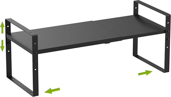 Expandable,Stackable Spice Rack,Seasoning Organizer and Storage,Spices Jar Racks for Cabinet,Countertop, Metal Pantry, Cupboard,Laundry Storages,Heavy Duty(1 Pack/Large/Black)