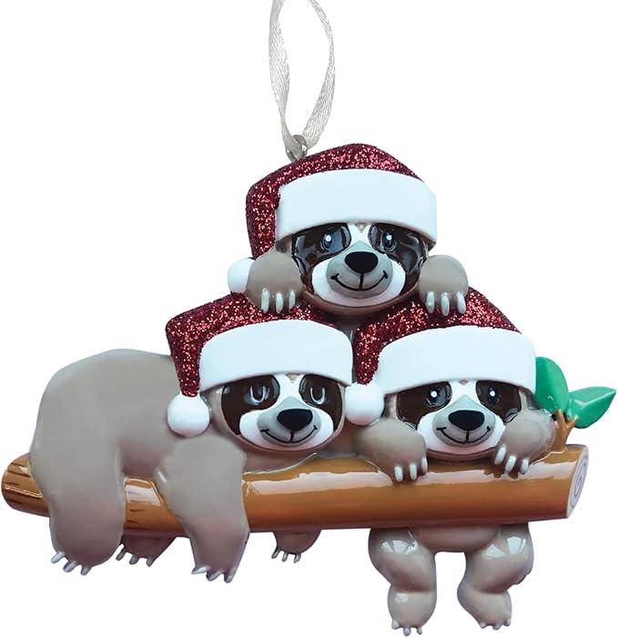2025 Family Christmas Ornament – Personalized Ornament for Families – Custom Sloth Family Ornament – Holiday Tree Decoration Keepsake Gift (Family of 3)