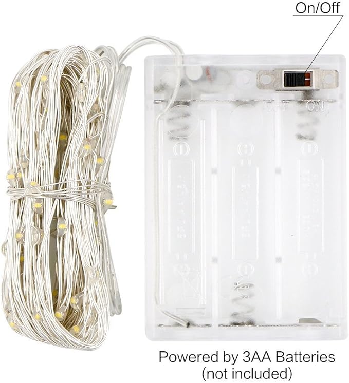 ANJAYLIA 10Ft/3M 30 LED Battery Operated Starry Fairy Lights String Lights for Party Home Wedding Festival Decoration, White