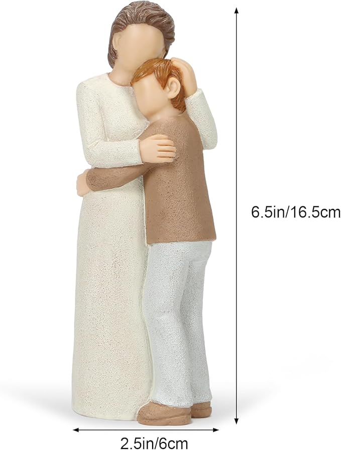 Grandma and Grandson Figurines, Elderly Grandmother and Teen Grandson Statues, Love My Grandma Gift for Mother’s Day Anniversary Birthday Christmas