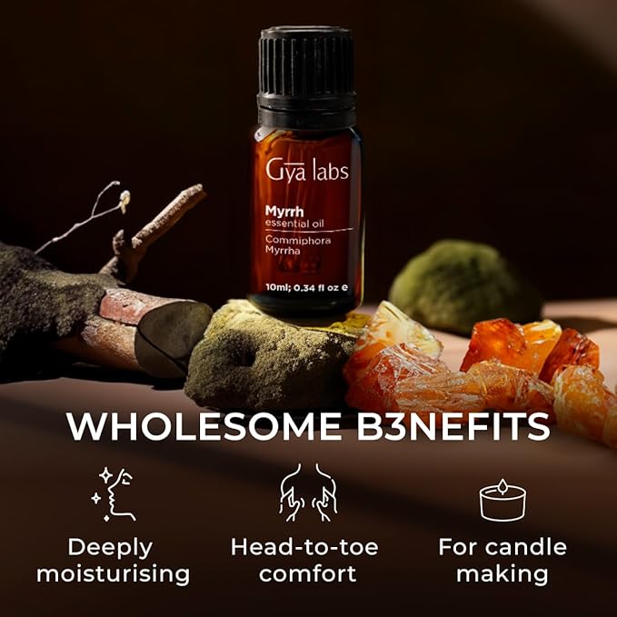 Gya Labs Myrrh Essential Oil for Skin - 0.34 Fl Oz - 100% Pure Natural Myrrh Oil for Diffuser, Face, Hair, Massages & Candle Making Scent