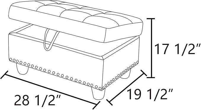 Ottoman Rectangular Storage Ottoman Bench, Flannel Footrest Stool Footstool with Lid for Living Room, Bedroom, Entryway, Gray, 29.1"x18.9"x17.3"