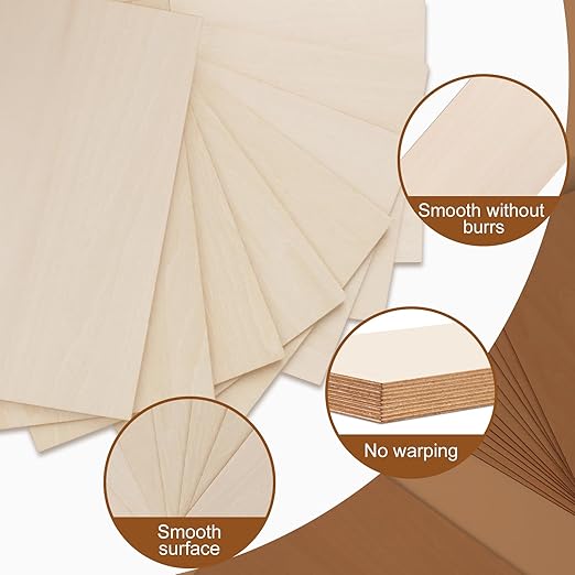 24Pack Basswood Sheets 4x6x1/16 Inch, Basswood for Laser Cutting & Engraving, Thin Plywood Wood Sheets Unfinished Wood for Crafts, DIY Architectural Models, Wood Burning and Painting.