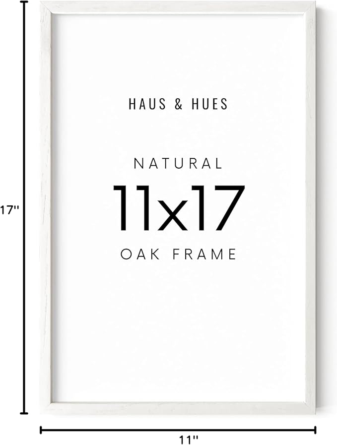 HAUS AND HUES 11x17 Picture Frame - 11 X 17 Frame Wood Picture Frames, 11x17 Poster Frame Wooden Picture Frames, 17x11 Picture Frame Wooden Frames, Frame 11x17 Natural Wood Frame (White Oak Frame)