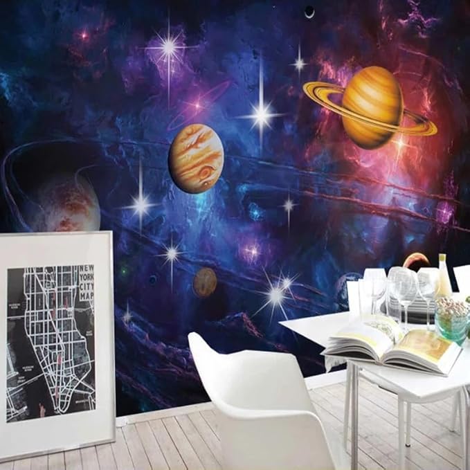 Custom Planet Peel and Stick Wallpaper Universe Starry Sky Theme Mural Children Room Living Room Bedroom Ceiling Home Decor Wall Paper