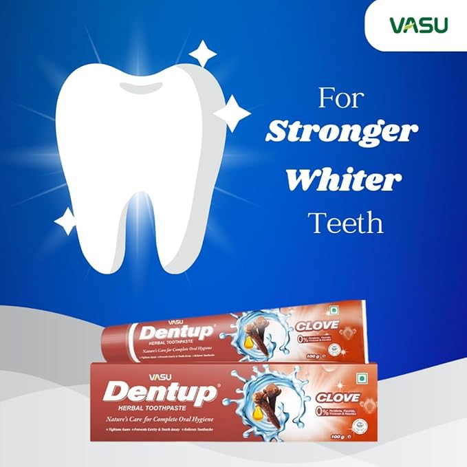 Dentup Herbal Toothpaste with Clove & Basil | Natural Fluoride-Free Ayurvedic Toothpaste for Fresh Breath & Gum Support – 100g Each (Pack of 2)
