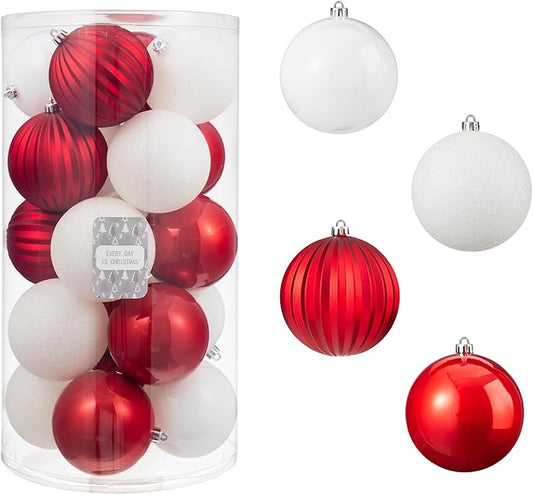 Every Day is Christmas 20ct Christmas Ornaments, Shatterproof Christmas Tree Ornaments Set, 92cm/3.6" Christmas Balls Decoration