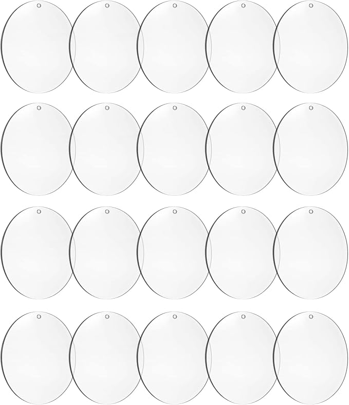 4 Inch Round Acrylic Blanks Ornament 20 Pcs Clear Acrylic Disc Circle with Holes Clear Christmas Ornaments Blanks for DIY Decor Crafting Making and Painting