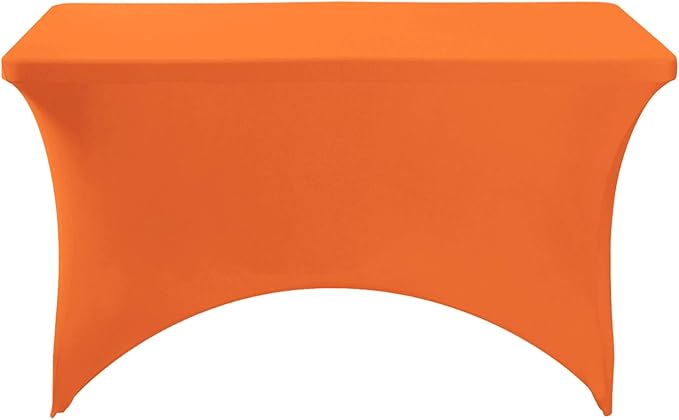 2Pack Spandex Table Cover for 4FT or 6ft or 8ft Table Universal Fitted Stretch Tablecloth for Party, Banquet, Wedding and Events-Orange