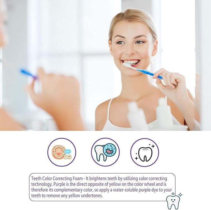 Purple Toothpaste for Teeth Whitening, Purple Whitening Toothpaste for Adults,Tooth Stain Remover Gel - Tooth Whitener Suitable for Smoking, Coffee, and Removing Dental Stone ﻿(2fl oz/60ml)
