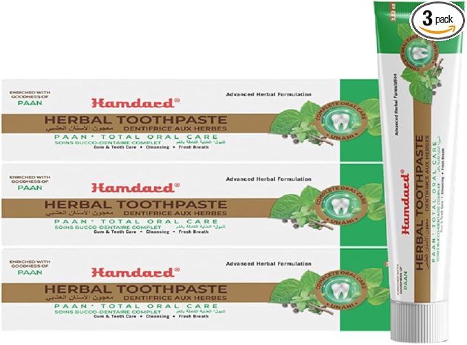 Hamdard Paan Total Oral Care Toothpaste – 100g (Pack of 3) | Herbal Ayurvedic Toothpaste with Paan Flavor | Fluoride-Free | Gum Care, Fresh Breath & Natural Oral Hygiene 100g (Pack of 3)