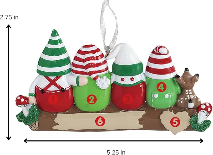 2025 Family Christmas Ornament – Personalized Ornament for Families – Custom Gnome Family Ornament – Holiday Tree Decoration Keepsake Gift (Family 4)
