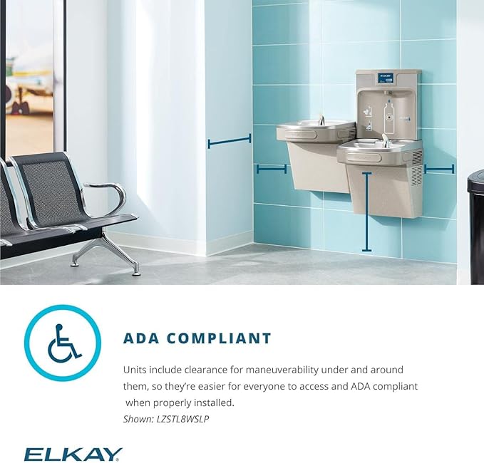 Elkay LZS8WSSP Enhanced Bottle Filler & Single ADA Cooler Refrigerated Stainless High Capacity Lead Drop Down Wrapper