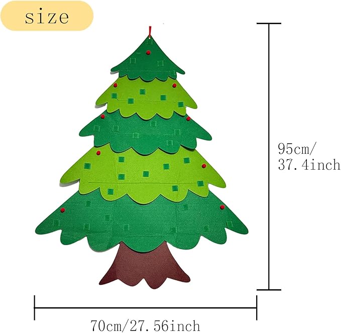 Felt Christmas Tree Set with 32pcs Ornaments, 3.2 feet Wall Hanging DIY Christmas Tree for Kids,Activities
