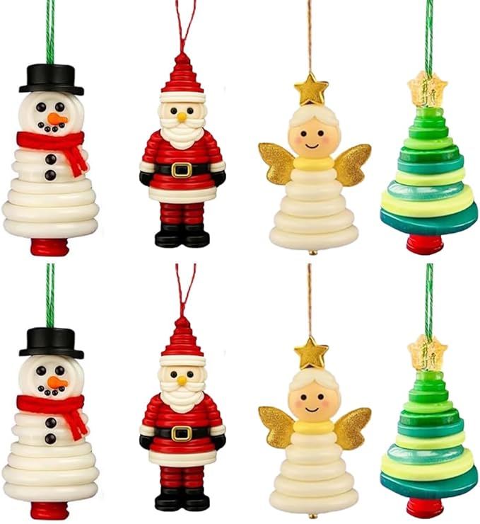DIY Christmas Button Ornament Making Set - Snowman/Santa/Angel, Fun Holiday Craft Kit for All Ages, Ideal Xmas Tree Hanging Decor & Festive Gifts (E 8)