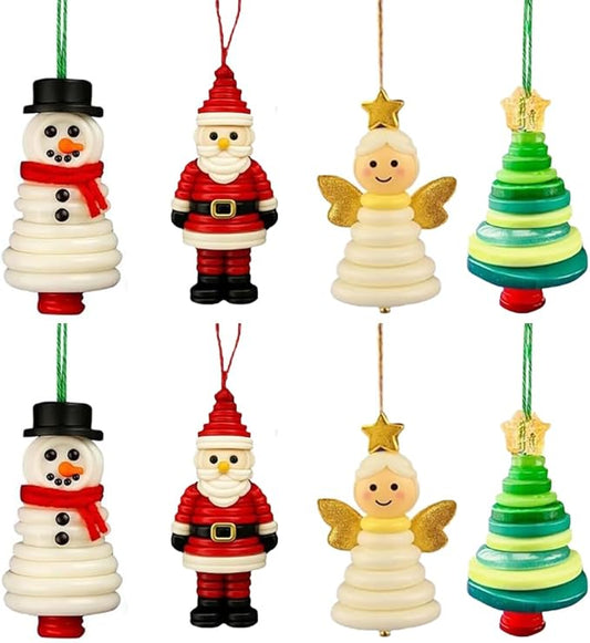 DIY Christmas Button Ornament Making Set - Snowman/Santa/Angel, Fun Holiday Craft Kit for All Ages, Ideal Xmas Tree Hanging Decor & Festive Gifts (E 8)