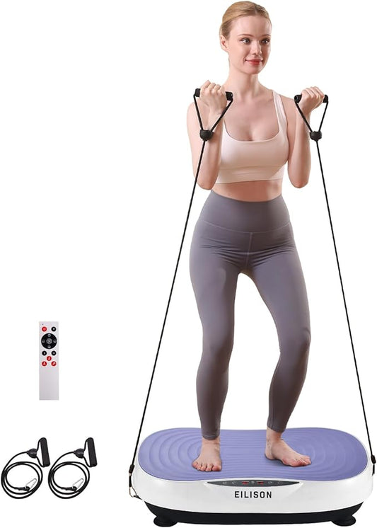 EILISON FIRMHOLD Handle Vibration Plate Exercise Machine for Lymphatic Drainage- Full Body Vibration Platform for Weight Loss, 350lbs Vibration Plate for Beginners & Recovery (Glory Purple)