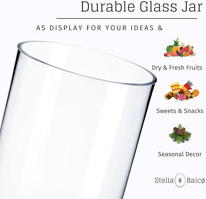 Clear Glass Apothecary Jars, Candy Jar with Lid, Elegant Decorative Jars for Wedding and Party