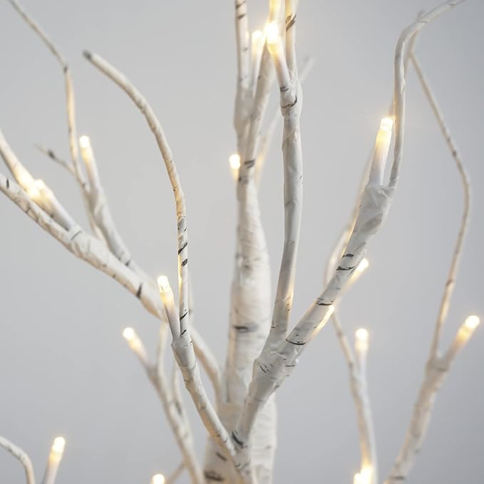 2FT Birch lamp 24 LED Birch Tree Light Tabletop Artificial Tree Light Warm White Light Table Lamp Battery Operated Tabletop Tree with Timer for Birthday Gift Room Festival Decoration Home Party