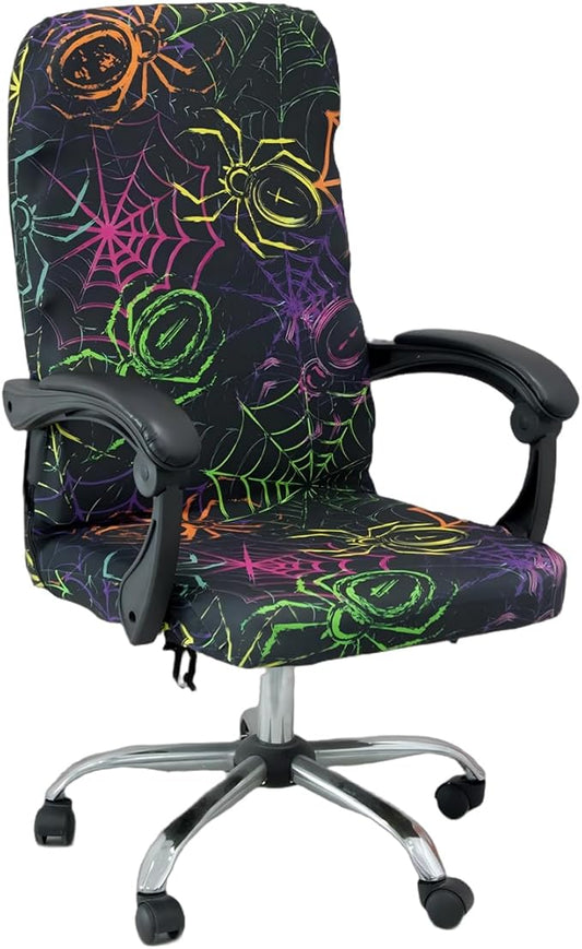 Halloween Office Chair CoversHorror Bloody Handprints Footprints on White Horror Theme Print Stretchable Slipcover for Modern Simplism Style High Back Boss Chair(No Chair) (Halloween06, L)…