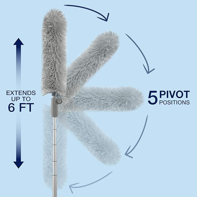 Bona High Performance Dusting System - 1 Extendable Handle, 3 Disposable Dusters, 1 Reusable Duster, & 1 Storage Bag - Extendable Dusting Kit