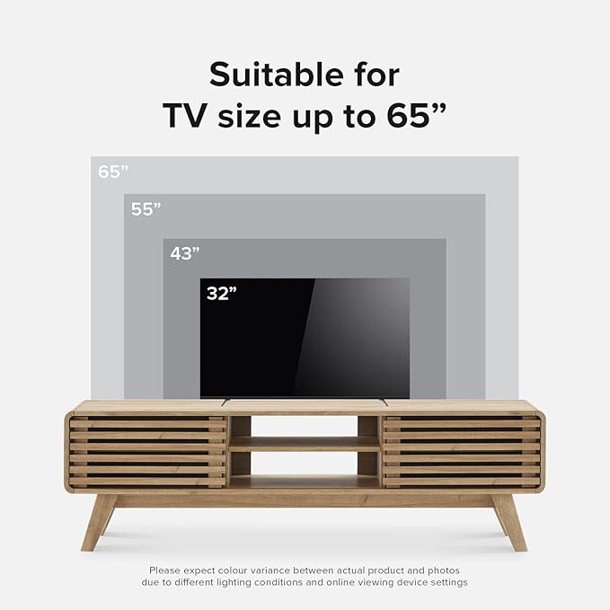 mopio Ensley TV Stand, Mid Century Modern for 55/60/65 inch TV, Farmhouse TV Stand, Entertainment Center with Storage, TV and Media Consol for Living Room (Oak, 59")