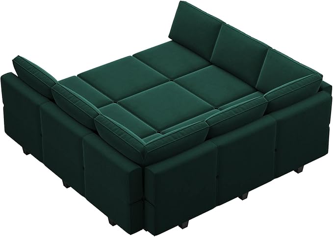 Belffin Modular Sectional Sofa with Ottomans Velvet Reversible Sleeper Sectional Sofa with Chaise Modular Sleeper Sofa Bed with Storage Seat Green